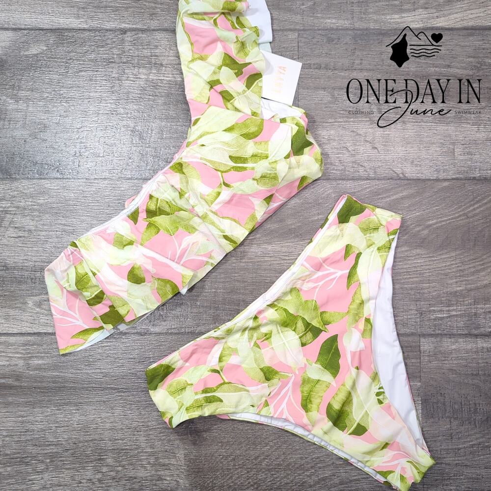 Enyva Tropical One Shoulder Bikini Swimsuit Size L